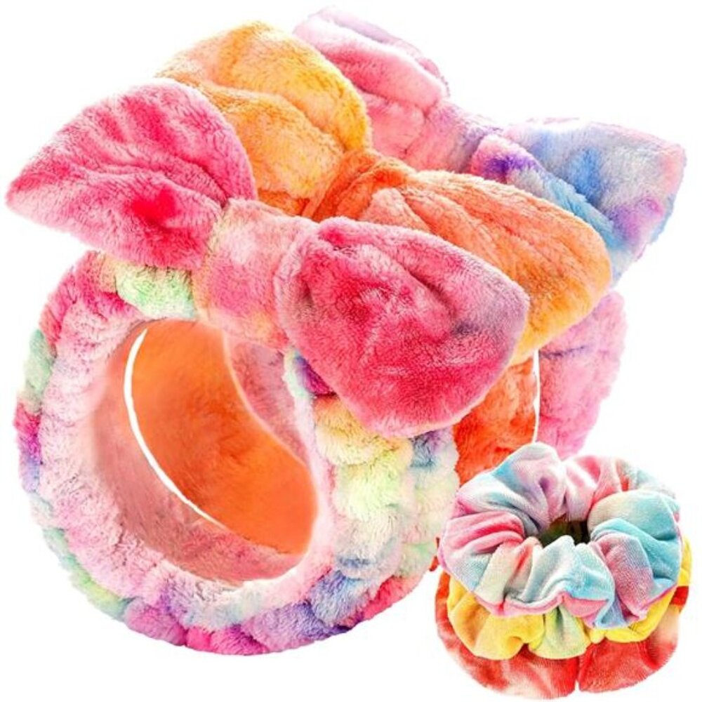 Womens Spa Headband Makeup Face Wash Hair Band with Hair Scrunchies Gift Set